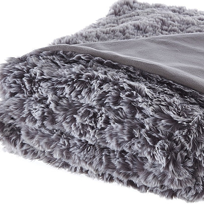 60" X 50" Black Knitted Polyester Plush Throw Blanket