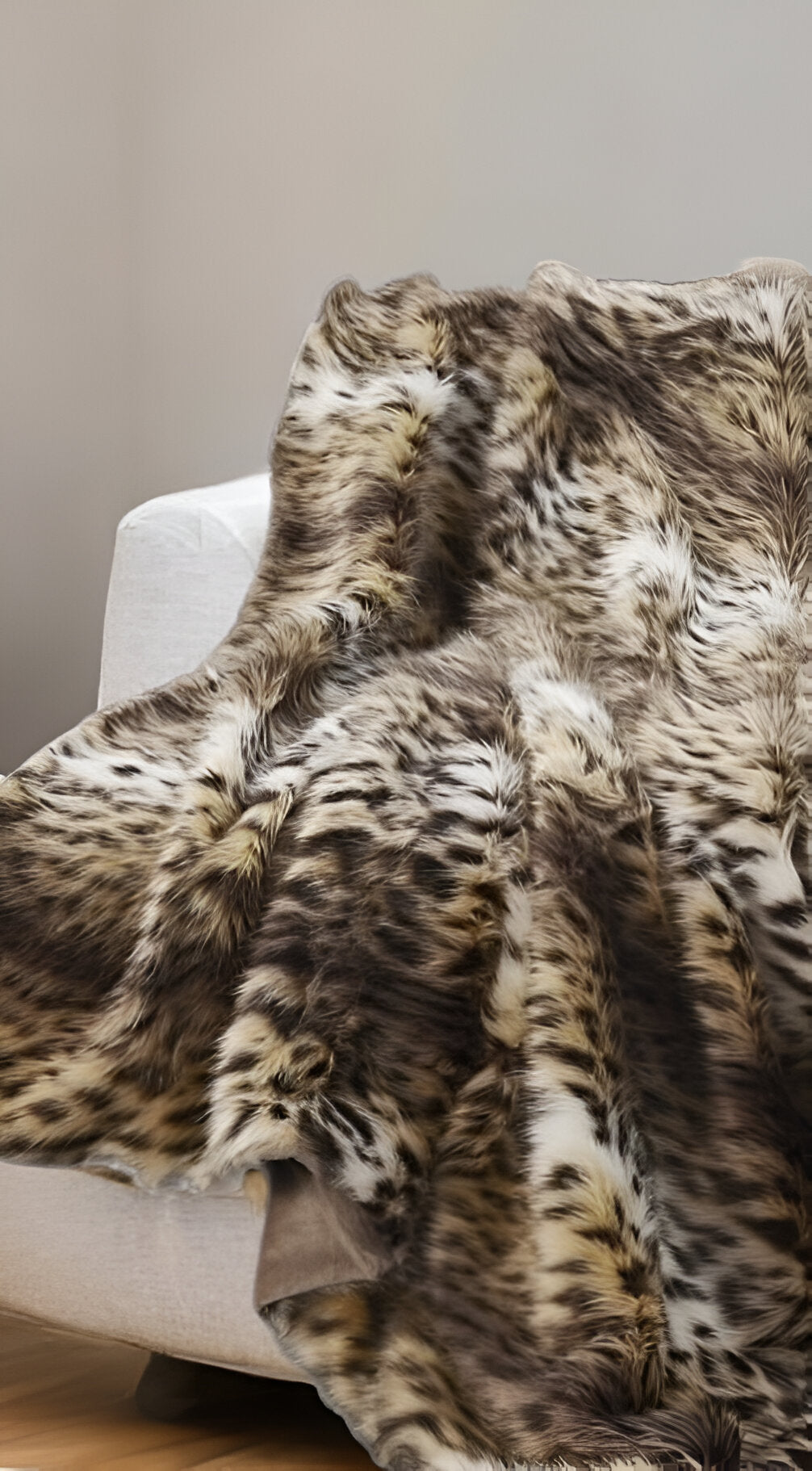 60" X 50" Brown Knitted Polyester Animal Print Throw Blanket