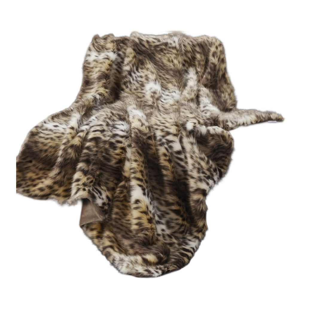 60" X 50" Brown Knitted Polyester Animal Print Throw Blanket