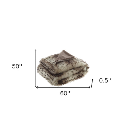 60" X 50" Brown Knitted Polyester Animal Print Throw Blanket