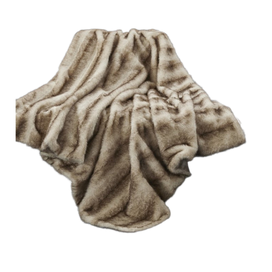 60" X 50" Brown Knitted Polyester Animal Print Throw Blanket