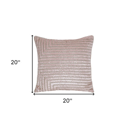 20" X 20" Pink Geometric Polyester Zippered Pillow With Beads