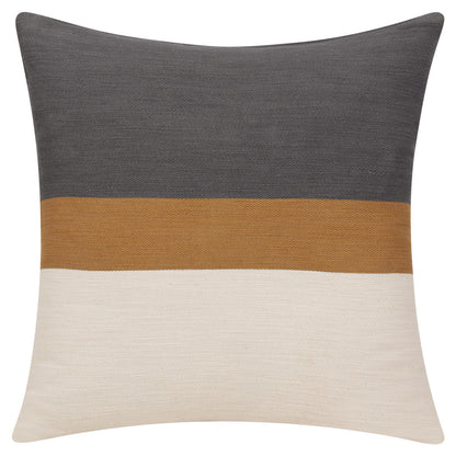 20" X 20" Brown Striped Cotton Zippered Pillow