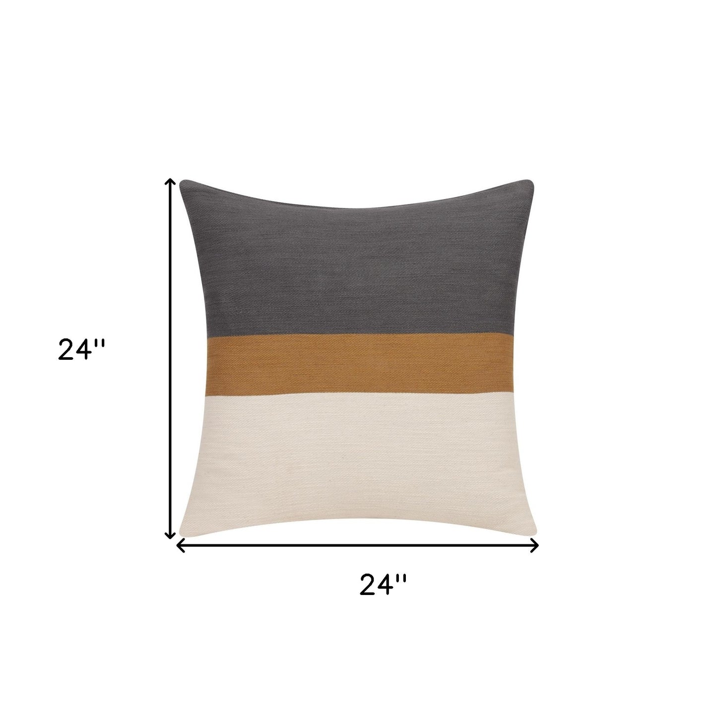 20" X 20" Brown Striped Cotton Zippered Pillow