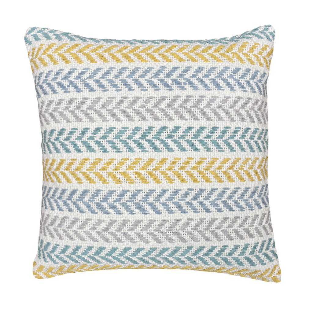 Set of Two 18" X 18" Yellow Beach Chevron Cotton Zippered Pillow