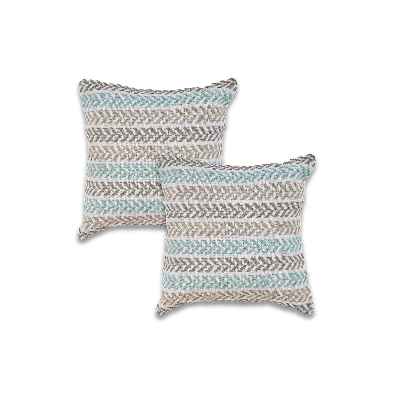 Set of Two 18" X 18" Blue Beach Chevron Cotton Zippered Pillow