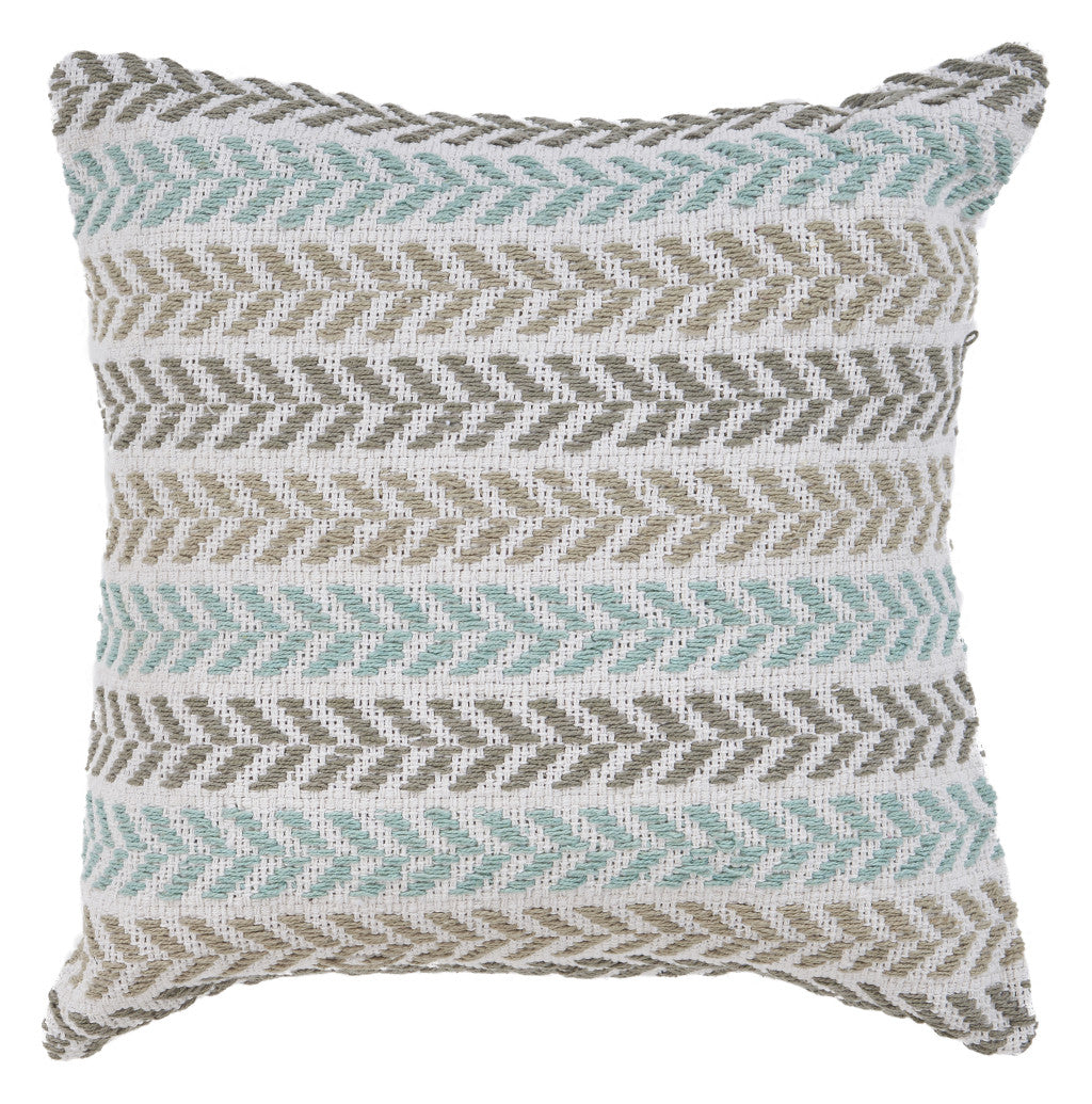 Set of Two 18" X 18" Blue Beach Chevron Cotton Zippered Pillow