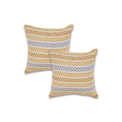 Set of Two 18" X 18" Blue Beach Chevron Cotton Zippered Pillow