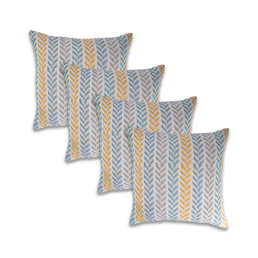 Set of Four 18" X 18" Yellow Beach Chevron Cotton Zippered Pillow