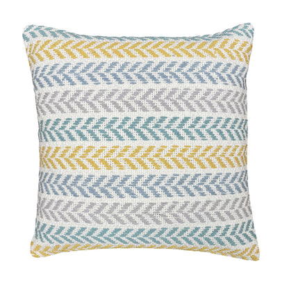 Set of Four 18" X 18" Yellow Beach Chevron Cotton Zippered Pillow