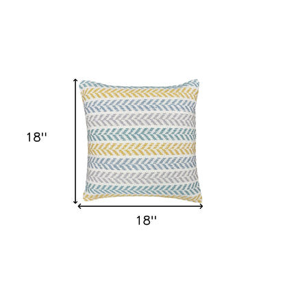 Set of Four 18" X 18" Yellow Beach Chevron Cotton Zippered Pillow