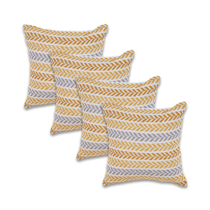 Set of Four 18" X 18" Blue Beach Chevron Cotton Zippered Pillow