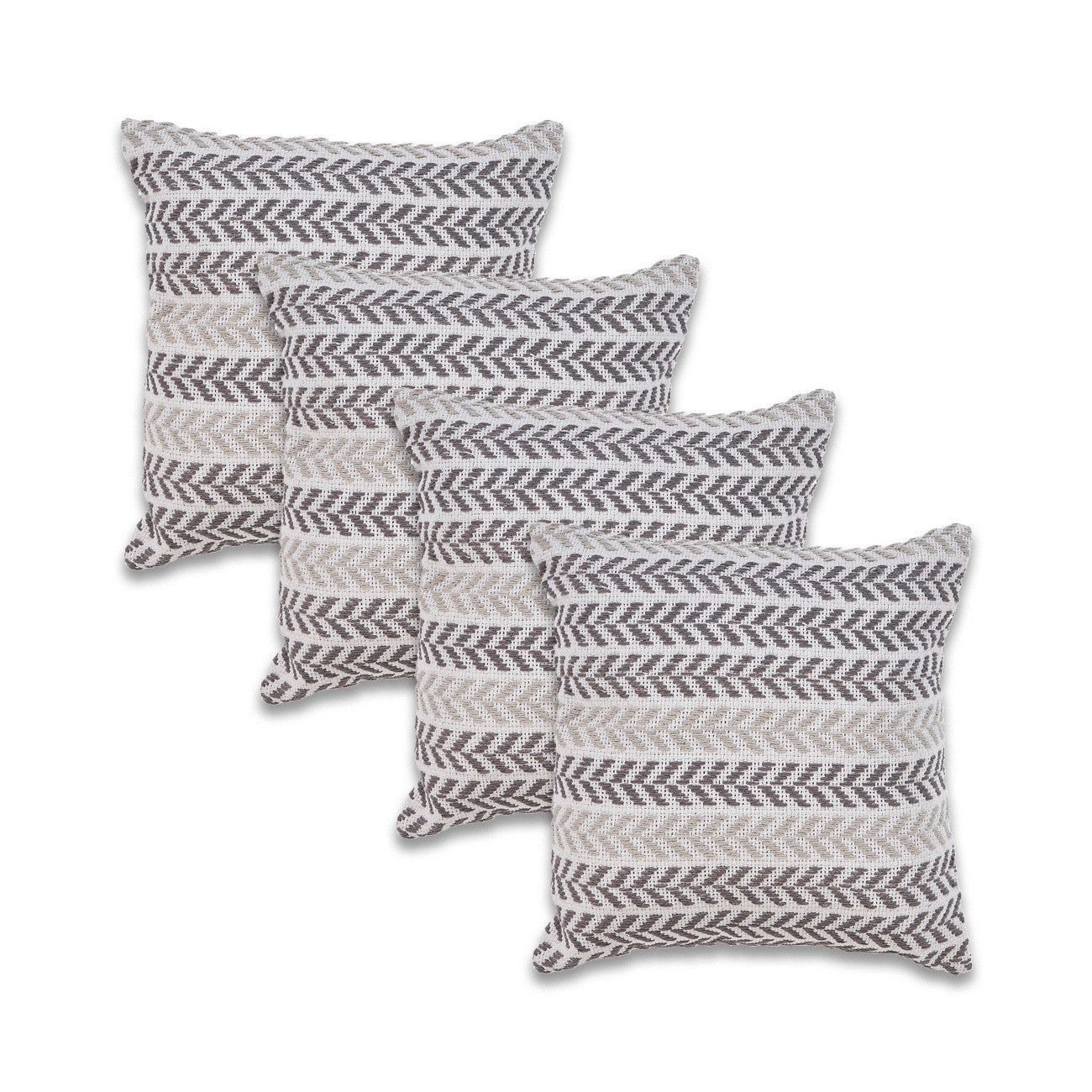 Set of Four 18" X 18" Blue Beach Chevron Cotton Zippered Pillow