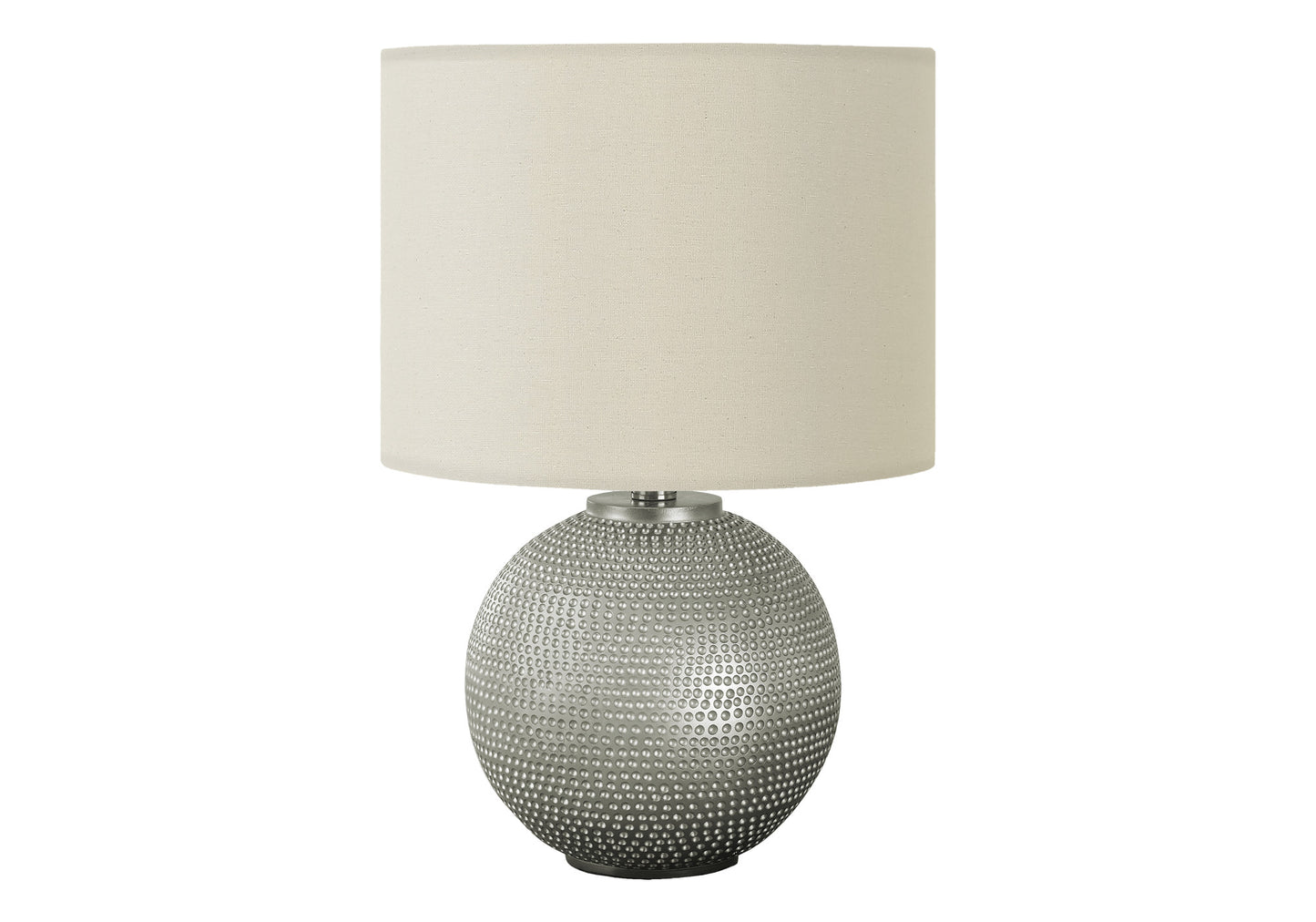 19" Gray Round Table Lamp With Ivory Drum Shade