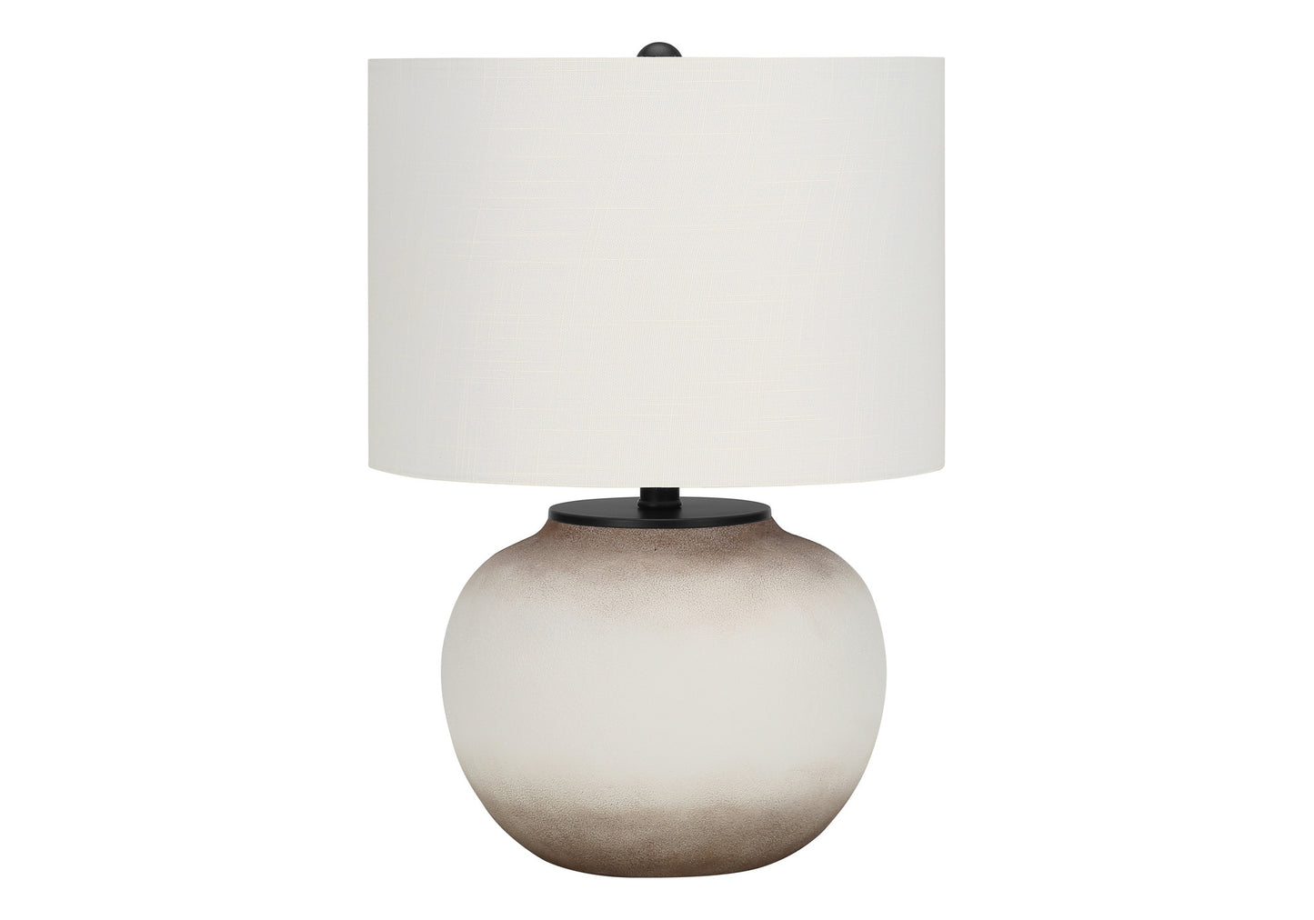 21" Cream Ceramic Round Table Lamp With Cream Drum Shade