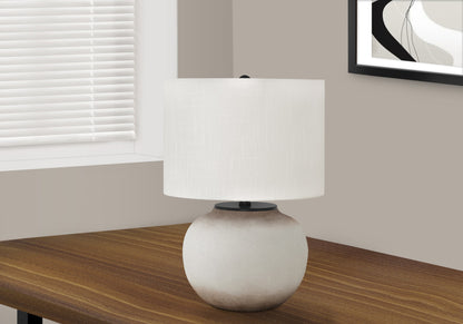 21" Cream Ceramic Round Table Lamp With Cream Drum Shade