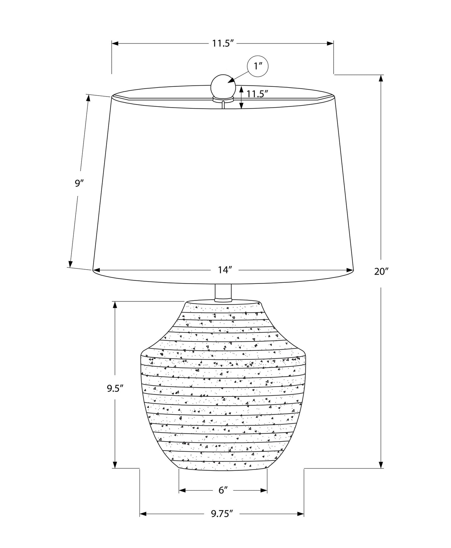 20" Cream Concrete Urn Table Lamp With Cream Empire Shade