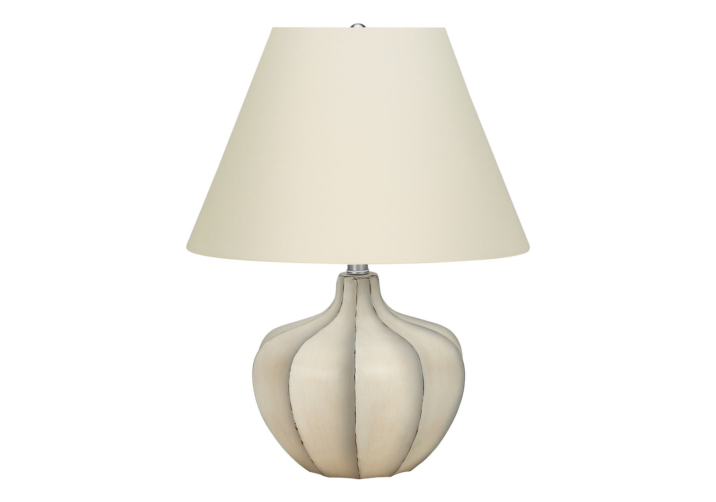 21" Cream Round Table Lamp With Cream Empire Shade