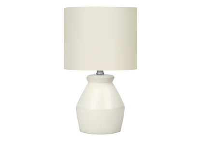 17" Cream Ceramic Geometric Table Lamp With Cream Drum Shade