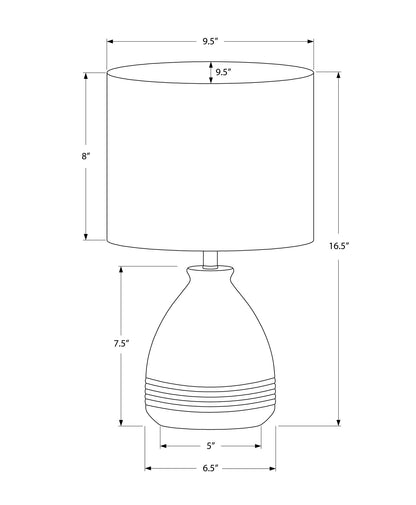 17" Cream Ceramic Round Table Lamp With Cream Drum Shade