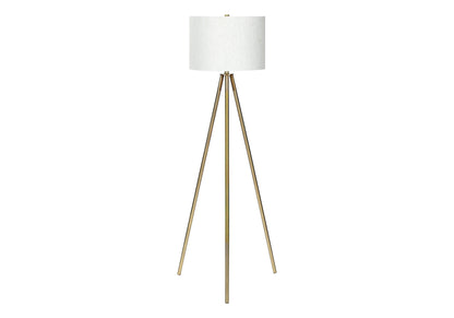 63" Matte Gold Floor Lamp with Cream Drum Shade