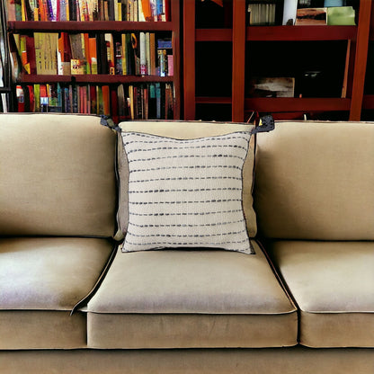 20" White Cotton Pillow With Tassels Edges