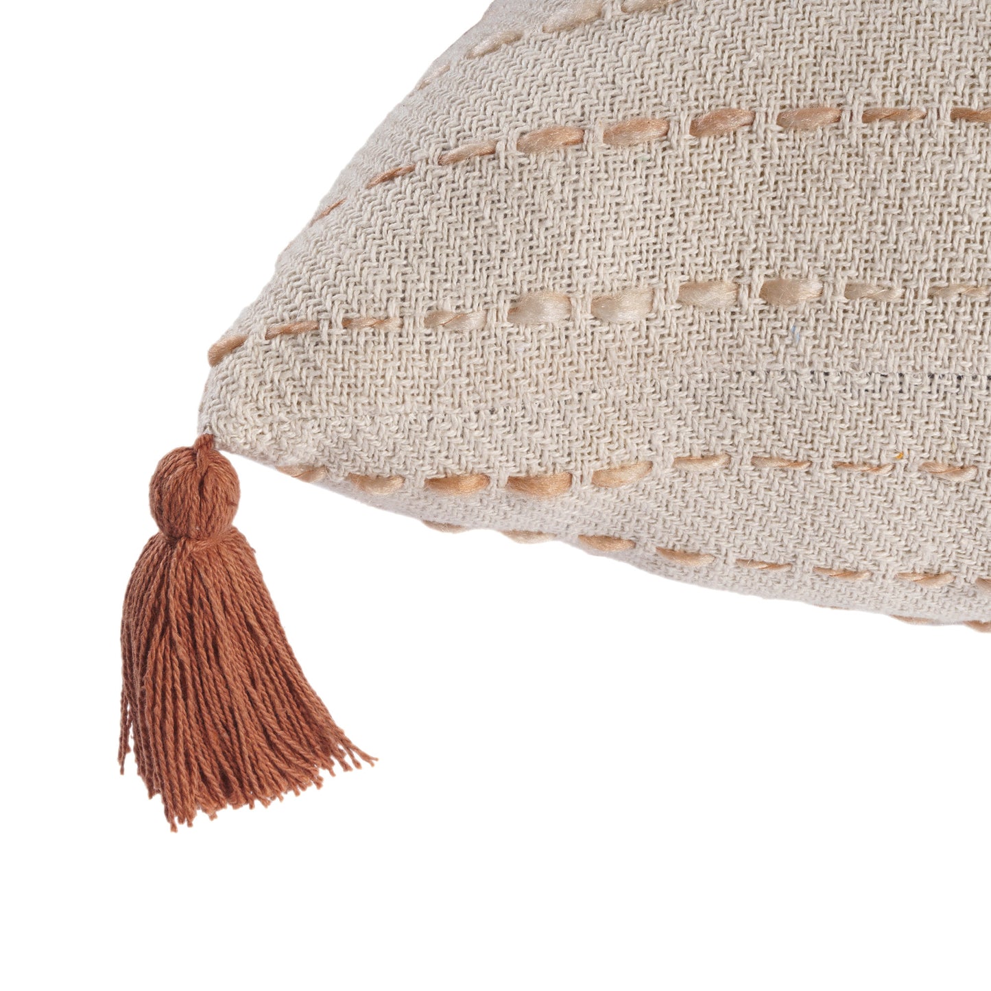 20" White Cotton Pillow With Tassels Edges