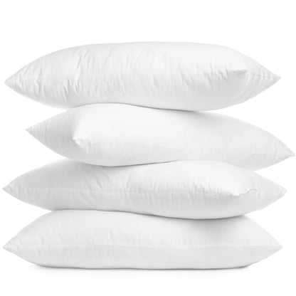 Set of Four 12" X 20" White Microfiber Throw Pillow Inserts