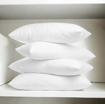 Set of Four 12" X 20" White Microfiber Throw Pillow Inserts