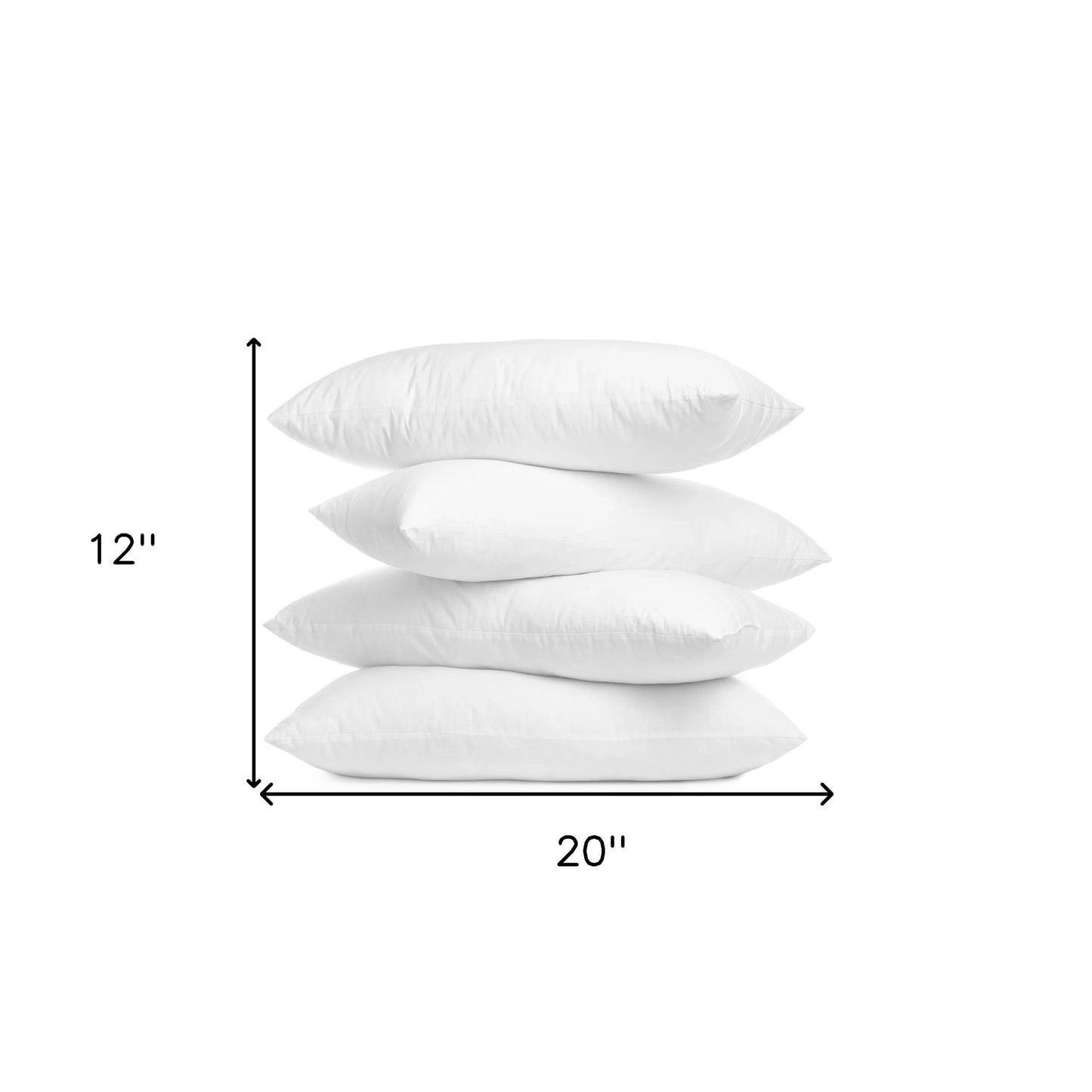 Set of Four 12" X 20" White Microfiber Throw Pillow Inserts