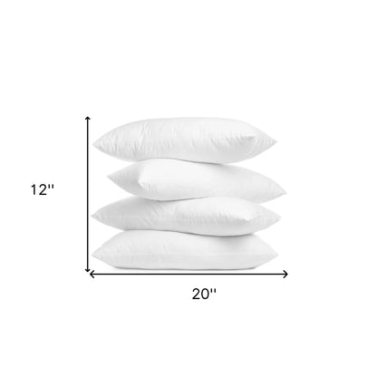 Set of Four 12" X 20" White Microfiber Throw Pillow Inserts