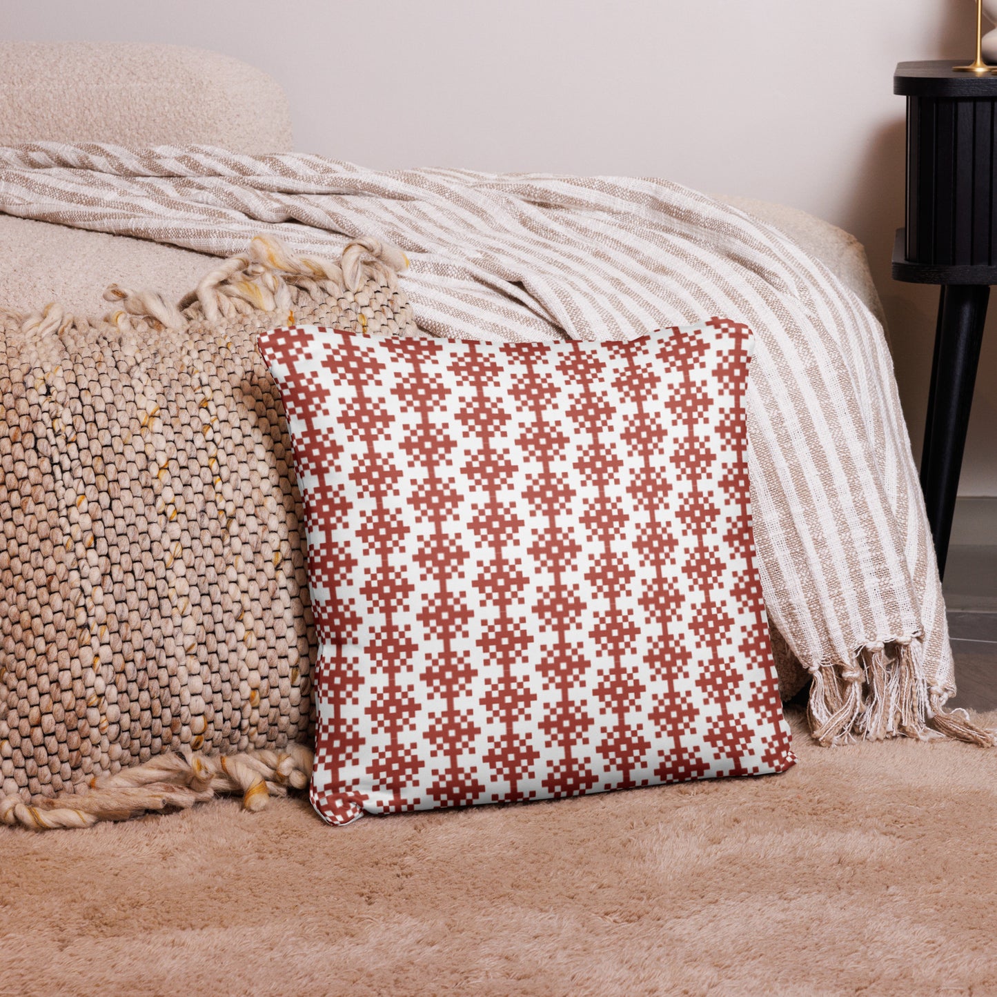 Geometric Patterned Throw Pillow - Rustic Boho Accent