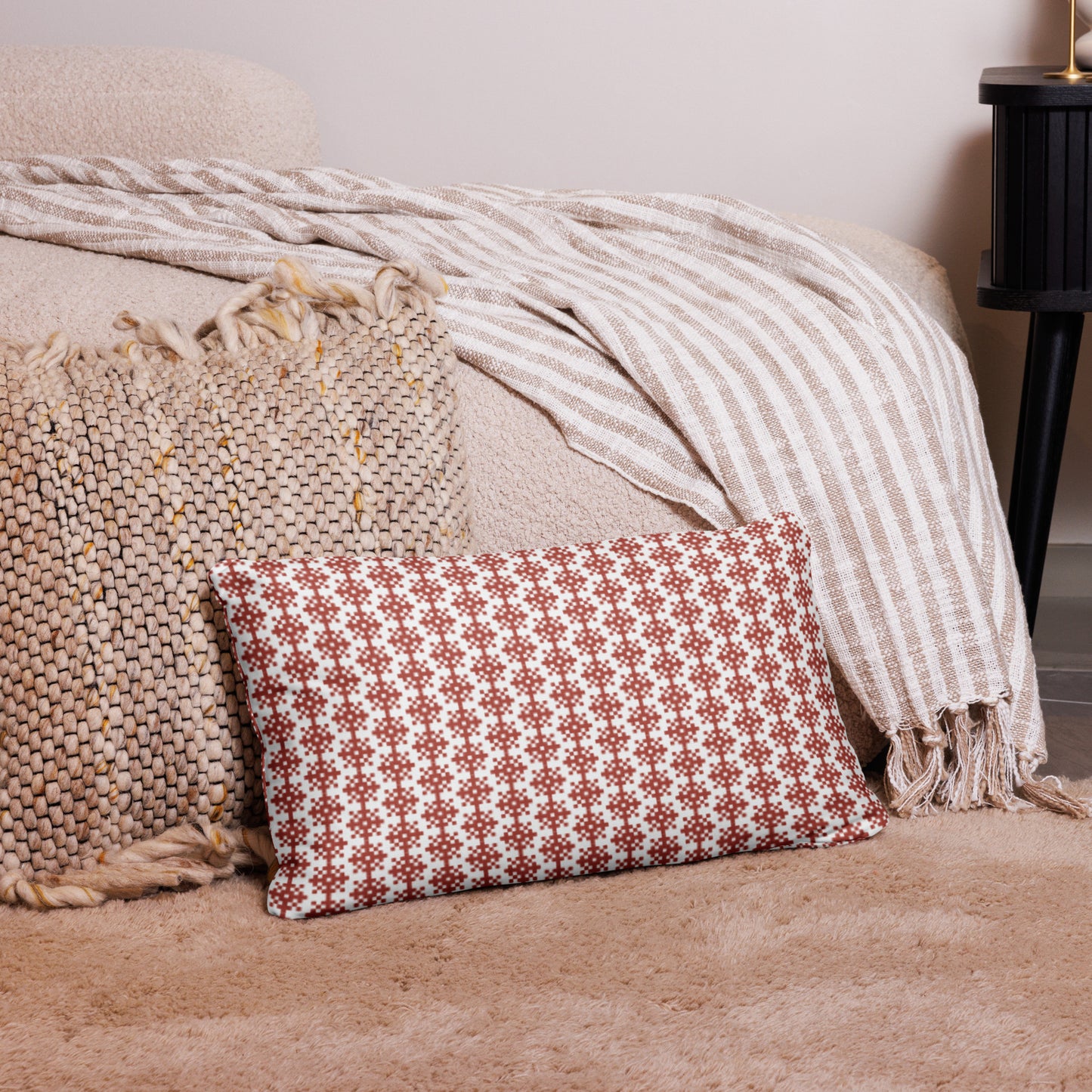 Geometric Patterned Throw Pillow - Rustic Boho Accent